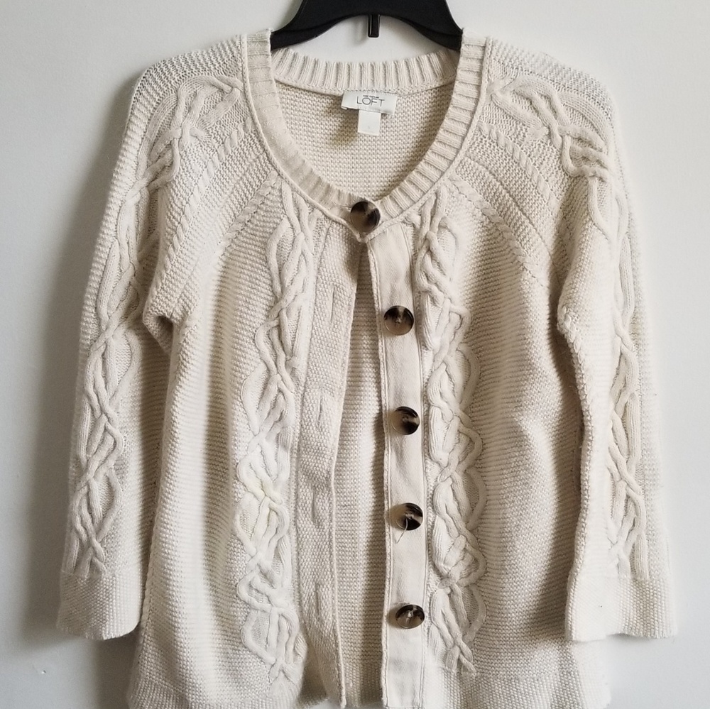 LOFT Ann Taylor S cable knit sweater cardigan
